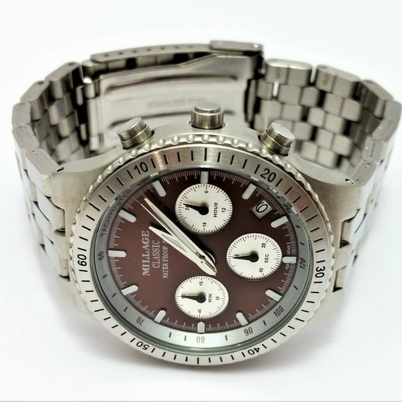 Millage Classic 4388 Date Chronograph Stainless Steel Japan Movement - Nice! - Picture 6 of 11